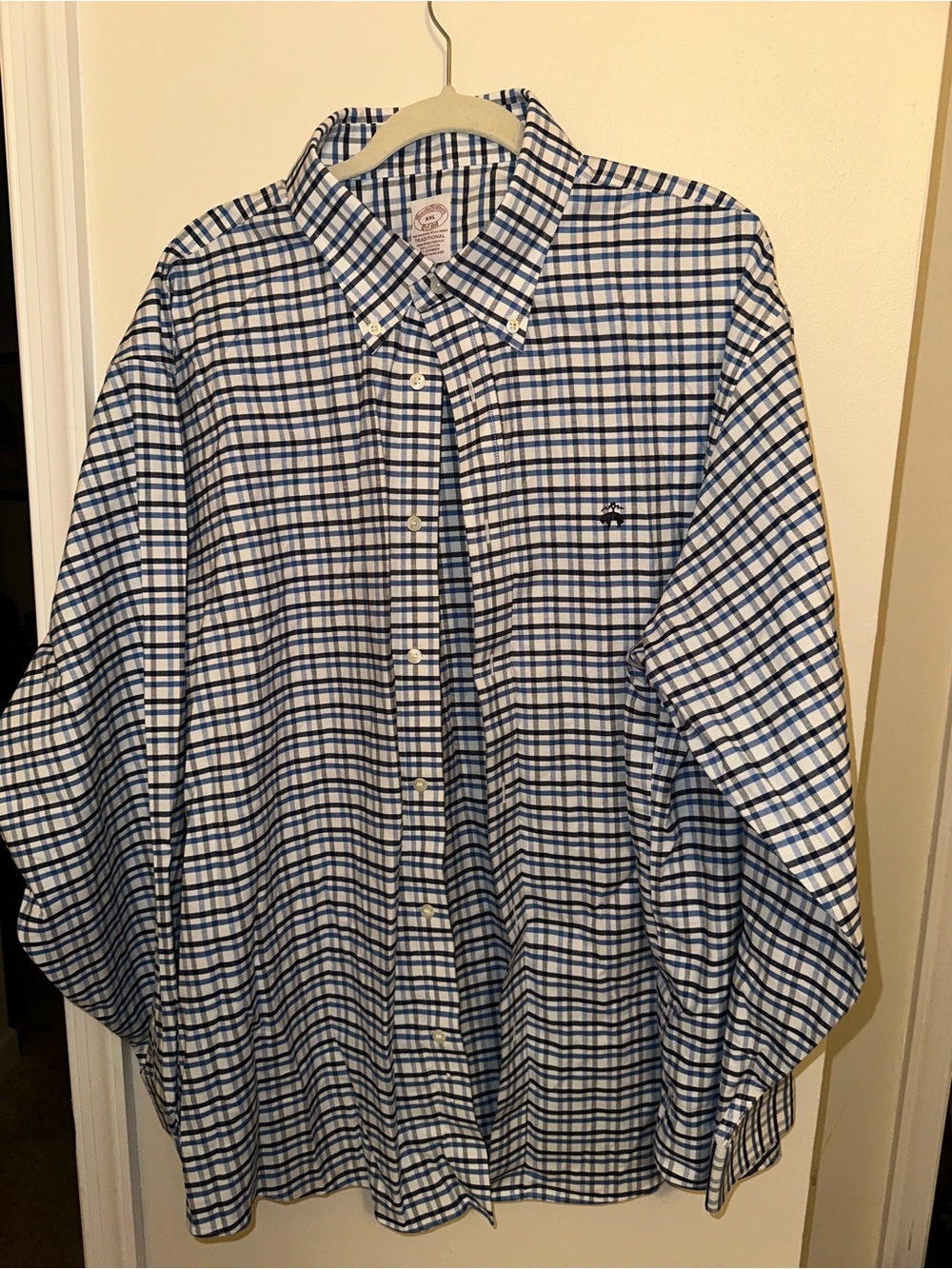 Blue and White Checked Button-Down Shirt
